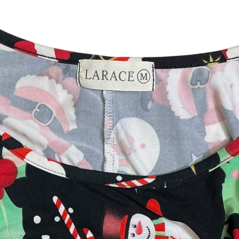 Larace Christmas Tunic Top Handkerchief Hem  3/4 Sleeve Round Neck Holiday Med - Picture 12 of 16